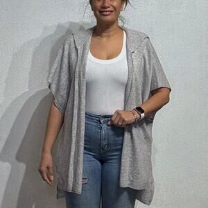 Nordstrom Grey Light Heather Wool Cashmere Blend Ruana Sz OS NWT